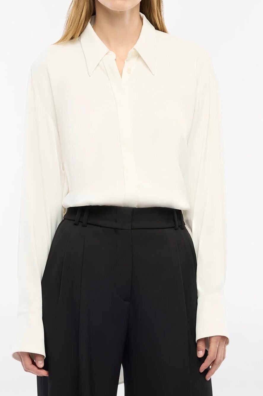 Another Tomorrow Bias Button Side Shirt in Off White M